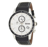 Hugo Boss Rafale Chronograh Quartz White Dial Black Leather Strap Watch For Men - HB1513403 Authentic Buy Shop Now