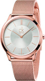 Calvin Klein Minimal White Dial Rose Gold Mesh Bracelet Watch for Men - K3M21626 Authentic Buy Shop Now