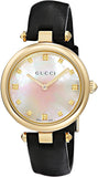 Gucci Diamantissima Quartz Mother of Pearl Dial Black Leather Strap Watch for Women - YA141404 Authentic Buy Shop Now