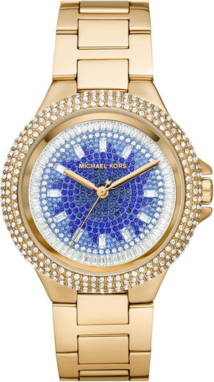Michael Kors Camille Analog Blue Dial Gold Steel Strap Watch For Women - MK7341 Authentic Buy Shop Now