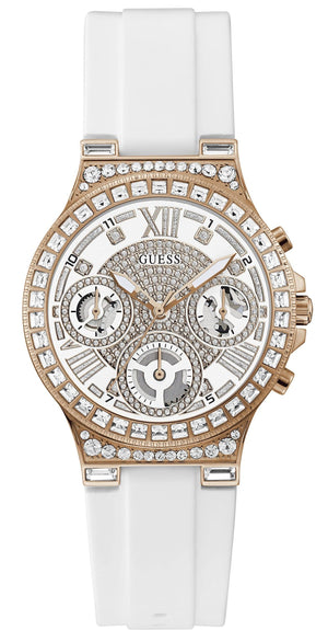 Guess Moonlight Diamonds White Dial White Rubber Strap Watch for Women - GW0257L2 Authentic Buy Shop Now