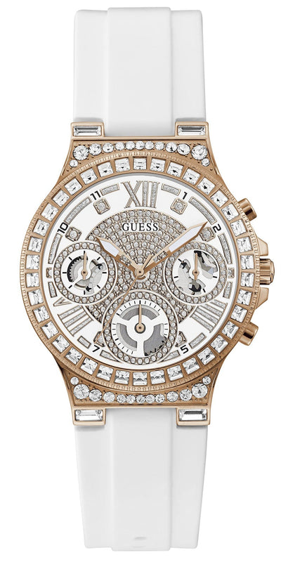 Guess Moonlight Diamonds White Dial White Rubber Strap Watch for Women - GW0257L2 Authentic Buy Shop Now