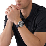 Michael Kors Everest Chronograph Black Dial Blue Leather Strap Watch For Men - MK9091 Authentic Buy Shop Now