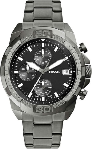 Fossil Bronson Chronograph Black Dial Grey Steel Strap Watch for Men - FS5852 Authentic Buy Shop Now