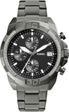 Fossil Bronson Chronograph Black Dial Grey Steel Strap Watch for Men - FS5852 Authentic Buy Shop Now