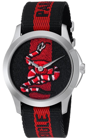 Gucci Le Marche Des Merveilles Blue Red Dial Blue Red Nylon Strap Unisex Watch - YA126493 Authentic Buy Shop Now