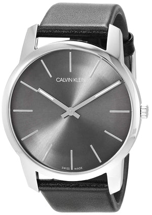 Calvin Klein City Grey Dial Black Leather Strap Watch For Men - K2G21107 Authentic Buy Shop Now