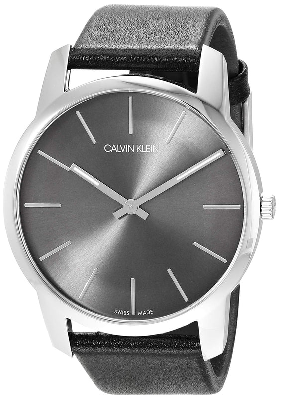 Calvin Klein City Grey Dial Black Leather Strap Watch For Men - K2G21107 Authentic Buy Shop Now