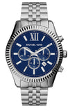 Michael Kors Lexington Chronograph Blue Dial Silver Steel Strap Watch for Men - MK8280 Authentic Buy Shop Now