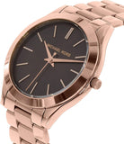 Michael Kors Slim Runway Brown Dial Rose Gold Stainless Steel Strap Watch for Women - MK3181 Authentic Buy Shop Now