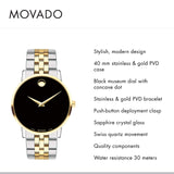 Movado Museum Classic Black Dial Two Tone Steel Strap Watch for Men - 0607200 Authentic Buy Shop Now
