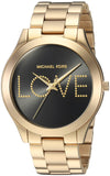 Michael Kors Slim Runway Black Dial Gold Steel Strap Watch for Women - MK3803 Authentic Buy Shop Now