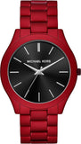 Michael Kors Slim Runway Quartz Black Dial Red Steel Strap Watch for Men - MK8712 Authentic Buy Shop Now