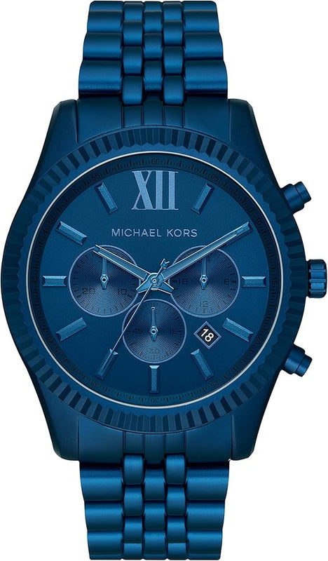 Michael Kors Lexington Chronograph Blue Dial Blue Steel Strap Watch For Men - MK8791 Authentic Buy Shop Now