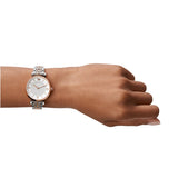 Emporio Armani Gianni T Bar White Dial Two Tone Steel Strap Watch For Women - AR1926 Authentic Buy Shop Now