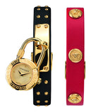 Versace Medusa Lock Icon Gold Dial Red Leather Strap Watch for Women - VEDW00119 Authentic Buy Shop Now