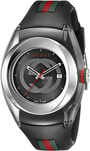 Gucci Sync Quartz Black Dial Black Rubber Strap Watch For Men - YA137301 Authentic Buy Shop Now