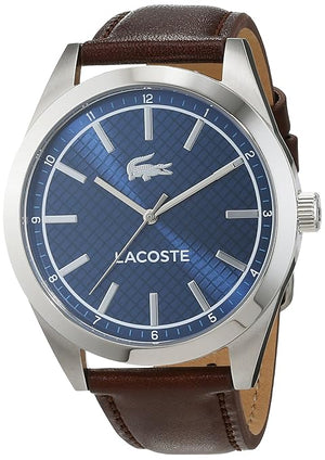 Lacoste Edmonton Blue Dial Brown Leather Strap Watch for Men - 2010889 Authentic Buy Shop Now