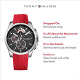 Tommy Hilfiger Decker Quartz Black Dial Red Rubber Strap Watch for Men - 1791351 Authentic Buy Shop Now