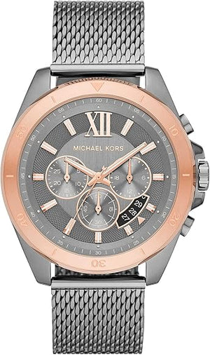 Michael Kors Brecken Chronograph Grey Dial Silver Mesh Strap Watch For Men - MK8868 Authentic Buy Shop Now