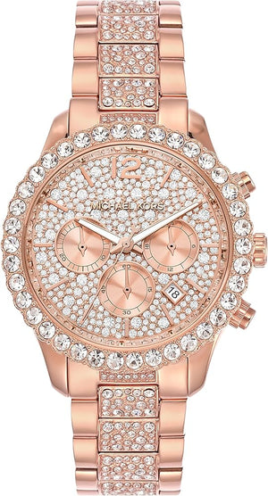 Michael Kors Layton Chronograph Rose Gold Dial Rose Gold Steel Strap Watch For Women - MK7285 Authentic Buy Shop Now