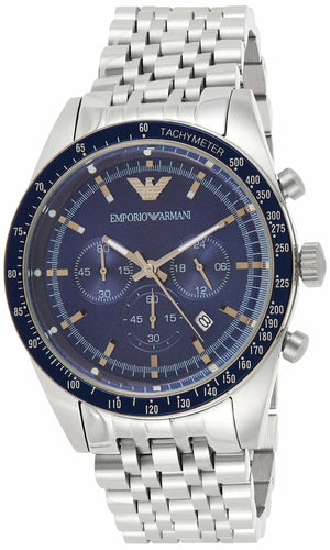 Emporio Armani Sportivo Chronograph Blue Stainless Steel Watch For Men - AR6072 Authentic Buy Shop Now