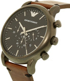 Emporio Armani Classic Chronograph Black Dial Brown Leather Strap Watch For Men - AR1919 Authentic Buy Shop Now