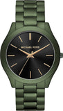 Michael Kors Slim Runway Quartz Black Dial Green Steel Strap Watch For Men - MK8715 Authentic Buy Shop Now