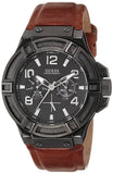 Guess Rigor Analog Black Dial Brown Leather Strap Watch For Men - W0040G8 Authentic Buy Shop Now