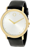 Movado TC Silver Dial Black Leather Strap Watch For Men - 606695 Authentic Buy Shop Now
