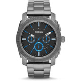 Fossil Machine Chronograph Brown Dial Grey Steel Strap Watch for Men - FS4931 Authentic Buy Shop Now