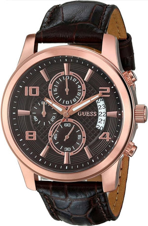 Guess Exec Chronograph Brown Dial Brown Leather Strap Watch For Men - W0076G4 Authentic Buy Shop Now