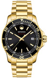 Movado Series 800 Black Dial Gold Steel Strap Watch For Men - 2600145 Authentic Buy Shop Now