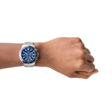 Fossil Garrett Chronograph Blue Dial Silver Steel Strap Watch for Men - FS5623 Authentic Buy Shop Now