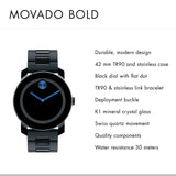 Movado Bold TR90 Black Dial Black Steel Strap Watch for Men - 3600099 Authentic Buy Shop Now