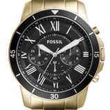 Fossil Inscription Automatic Black Dial Gold Steel Strap Watch for Men - FS5267 Authentic Buy Shop Now