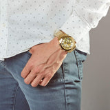 Guess Atlas Chronograph Gold Dial Gold Steel Strap Watch For Men - W0668G4 Authentic Buy Shop Now
