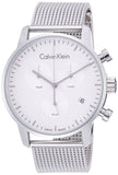 Calvin Klein City Chronograph White Dial Silver Mesh Bracelet Watch for Men - K2G27126 Authentic Buy Shop Now