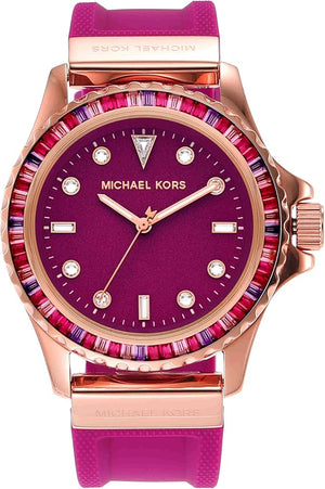 Michael Kors Everest Pave Crystals Pink Dial Pink Rubber Strap Watch for Women - MK7441 Authentic Buy Shop Now