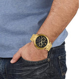 Versace Aion Chronograph Black Dial Gold Steel Strap Watch For Men - VE1D01721 Authentic Buy Shop Now