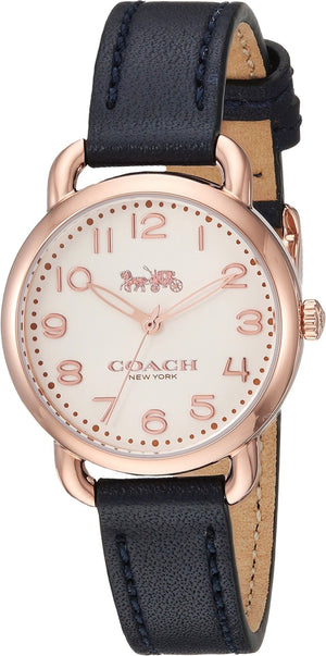 Coach Delancey Ivory Dial Navy Blue Leather Watch For Women - 14502749 Authentic Buy Shop Now