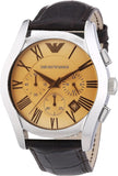 Emporio Armani Valente Chronograph Amber Dial Brown Leather Strap Watch For Men - AR1634 Authentic Buy Shop Now