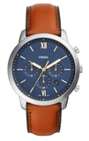 Fossil Neutra Chronograph Blue Dial Brown Leather Strap Watch for Men - FS5453 Authentic Buy Shop Now
