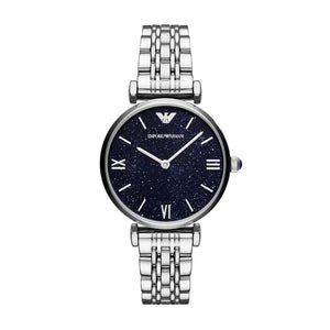 Emporio Armani Gianni T Bar Dark Blue Dial Silver Stainless Steel Watch For Women - AR11091 Authentic Buy Shop Now