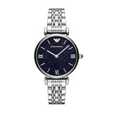 Emporio Armani Gianni T Bar Dark Blue Dial Silver Stainless Steel Watch For Women - AR11091 Authentic Buy Shop Now