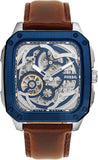 Fossil Inscription Automatic Skeleton Blue Dial Brown Leather Strap Watch for Men - BQ2571 Authentic Buy Shop Now
