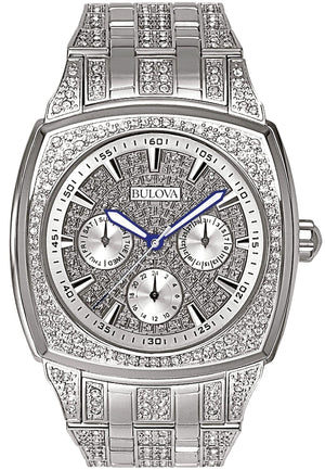 Bulova Crystal Collection Phantom Silver Dial Silver Steel Strap Watch for Men - 96C002 Authentic Buy Shop Now