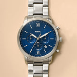 Fossil Neutra Chronograph Blue Dial Silver Steel Strap Watch for Men - FS5792 Authentic Buy Shop Now