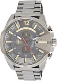Diesel Mega Chief Chronograph Grey Dial Grey Steel Strap Watch For Men - DZ4421 Authentic Buy Shop Now