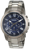 Fossil Grant Chronograph Blue Dial Grey Steel Strap Watch for Men - FS4831 Authentic Buy Shop Now